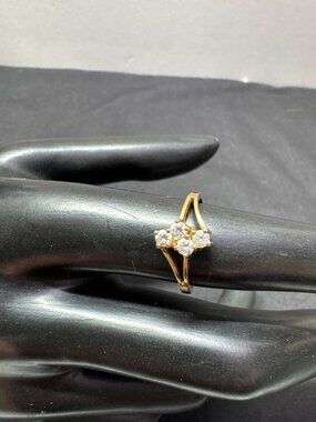 Vintage 80s Korea Cluster Ring Size 7 Cubic Zirconia CZ Four Stones White Clear